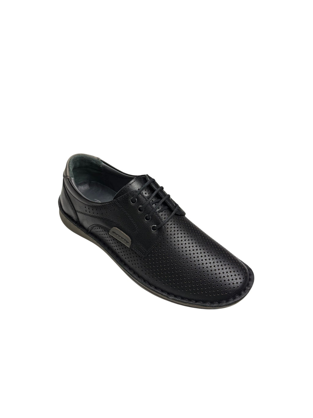 Pantofi casual bărbați negri din piele naturală cu perforații