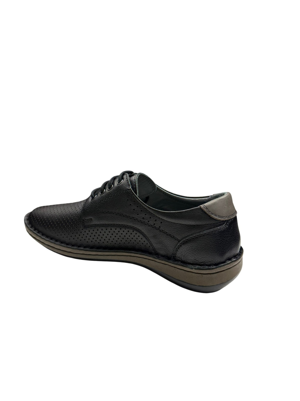 Pantofi casual bărbați negri din piele naturală cu perforații