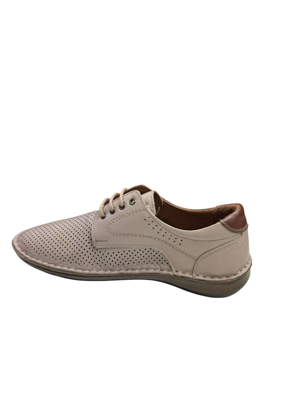 Pantofi casual bărbați crem din piele naturală cu perforații
