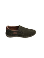 Pantofi casual bărbați kaki din piele naturală cu perforații
