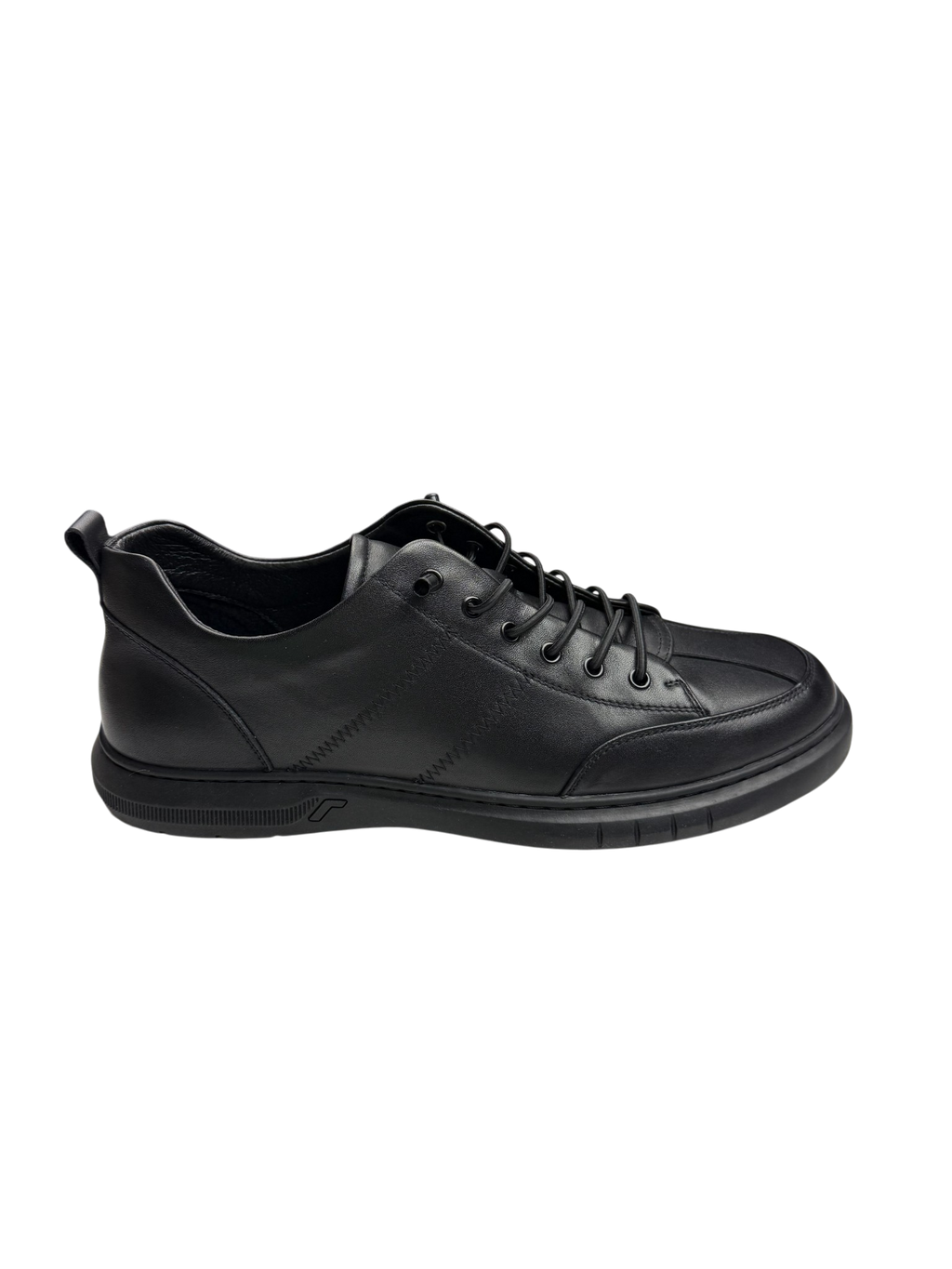 Pantofi casual bărbați negri din piele naturală cu cusături decorative