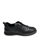 Pantofi casual bărbați negri din piele naturală cu cusături decorative
