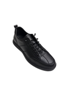 Pantofi casual bărbați negri din piele naturală cu cusături decorative