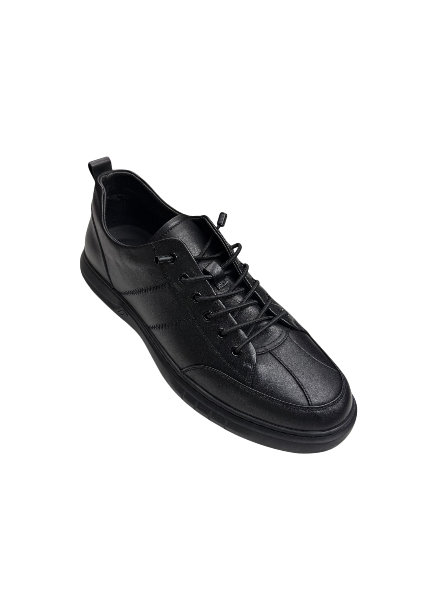 Pantofi casual bărbați negri din piele naturală cu cusături decorative