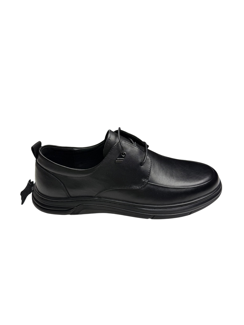 Pantofi casual bărbați negri din piele naturală cu șireturi