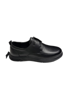 Pantofi casual bărbați negri din piele naturală cu șireturi
