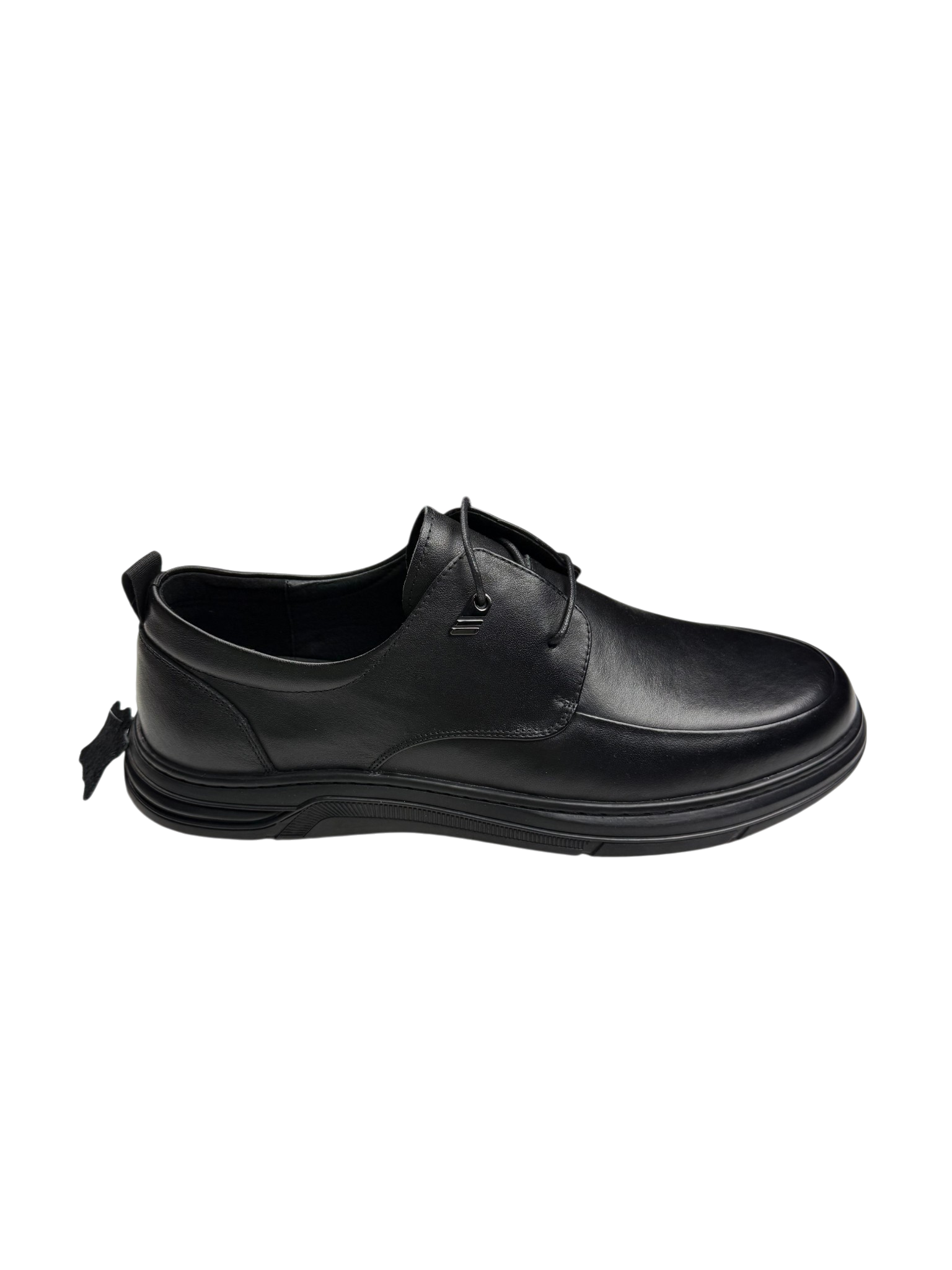 Pantofi casual bărbați negri din piele naturală cu șireturi