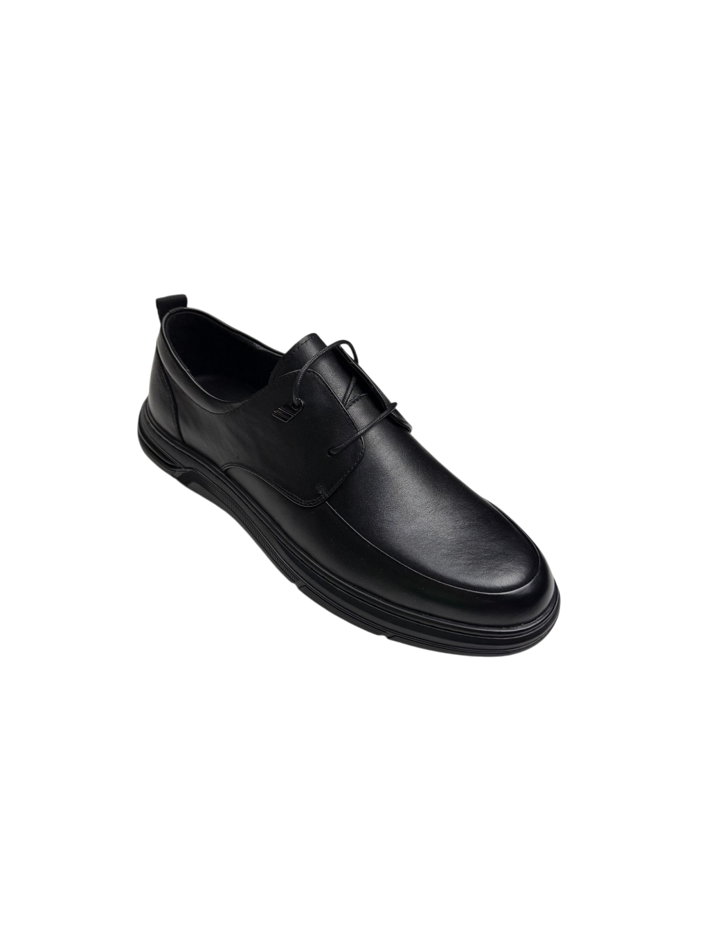 Pantofi casual bărbați negri din piele naturală cu șireturi