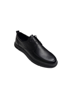 Pantofi casual bărbați negri din piele naturală cu șireturi