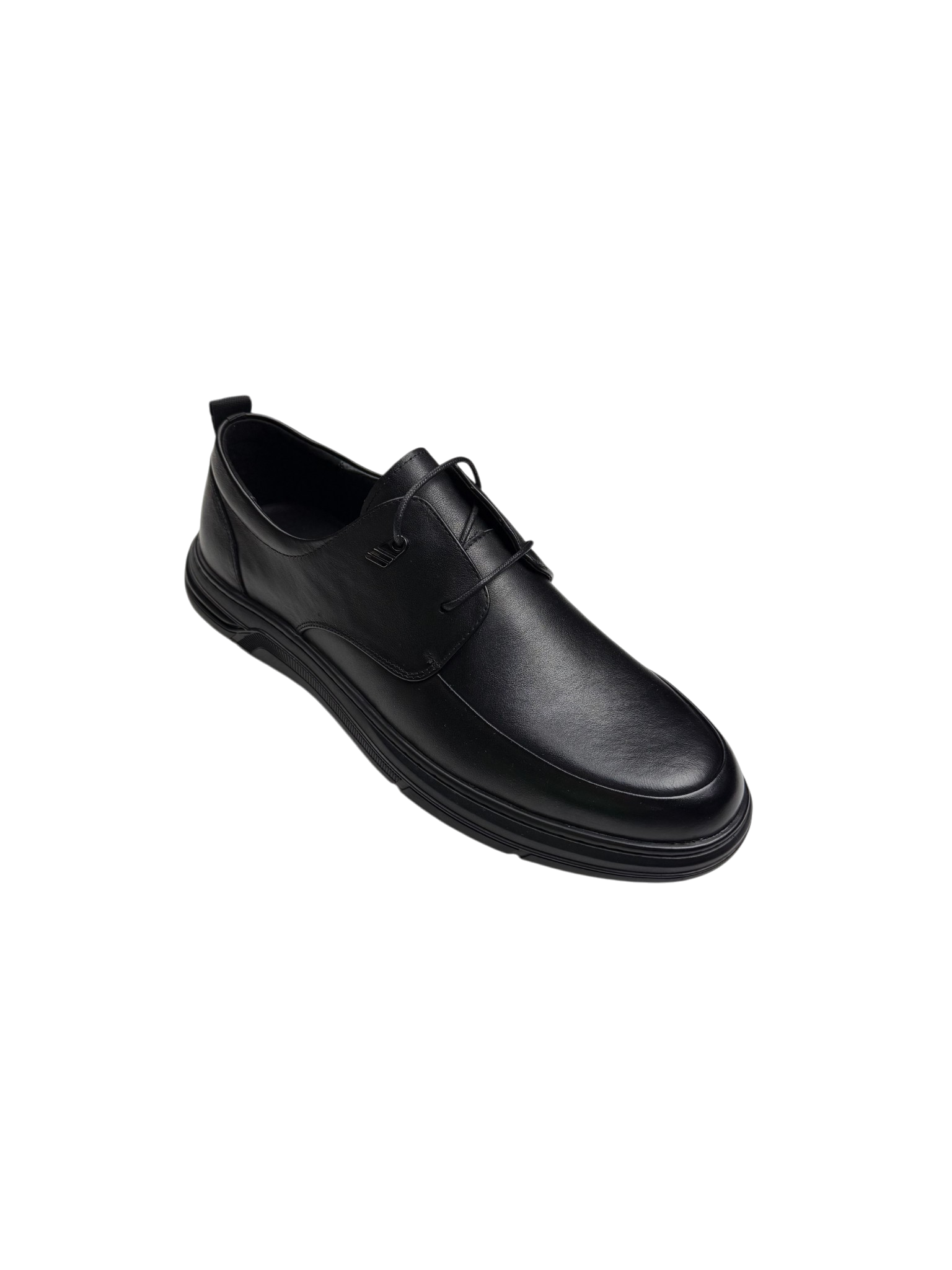 Pantofi casual bărbați negri din piele naturală cu șireturi