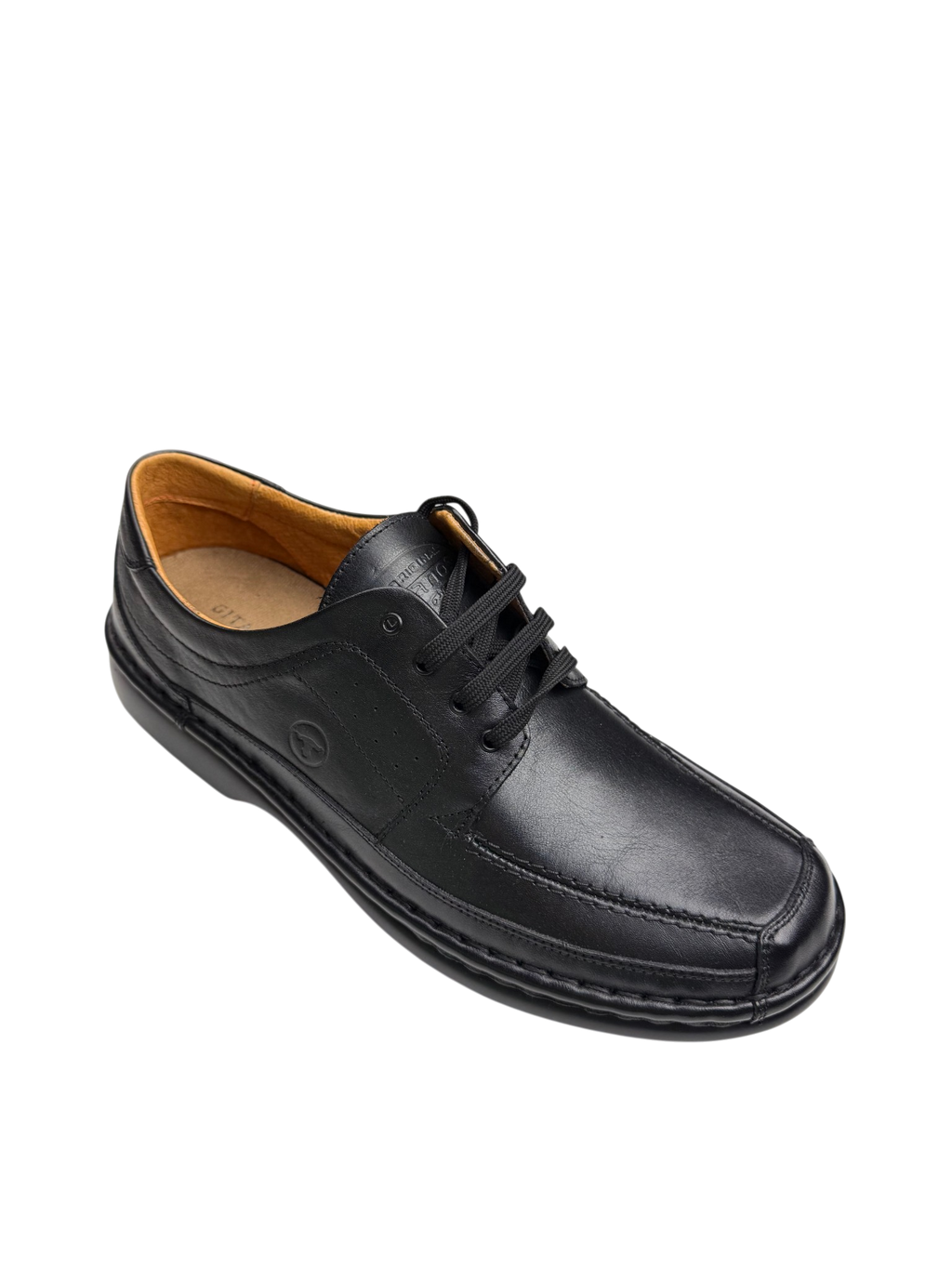 Pantofi casual bărbați negri din piele naturală cu vârf pătrat