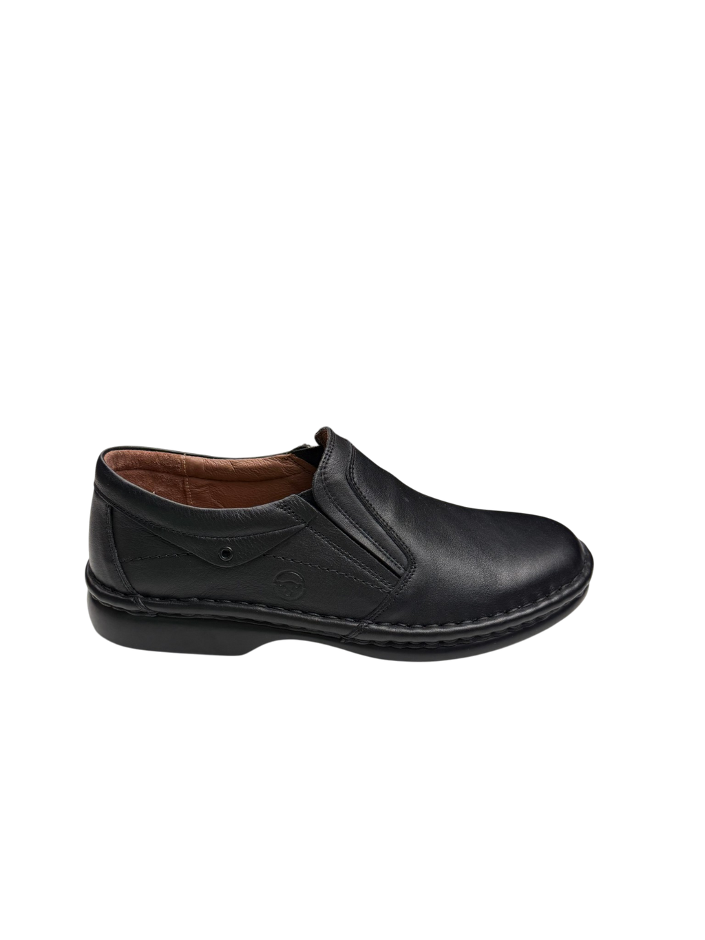 Pantofi casual bărbați negri din piele naturală cu elastic lateral