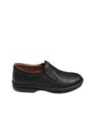 Pantofi casual bărbați negri din piele naturală cu elastic lateral