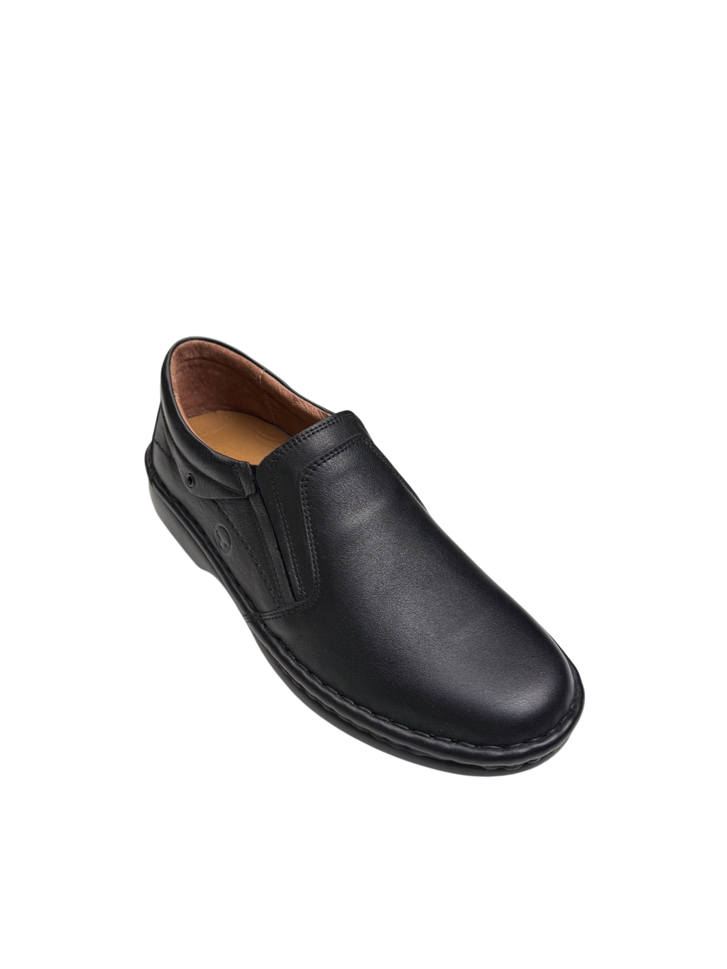 Pantofi casual bărbați negri din piele naturală cu elastic lateral