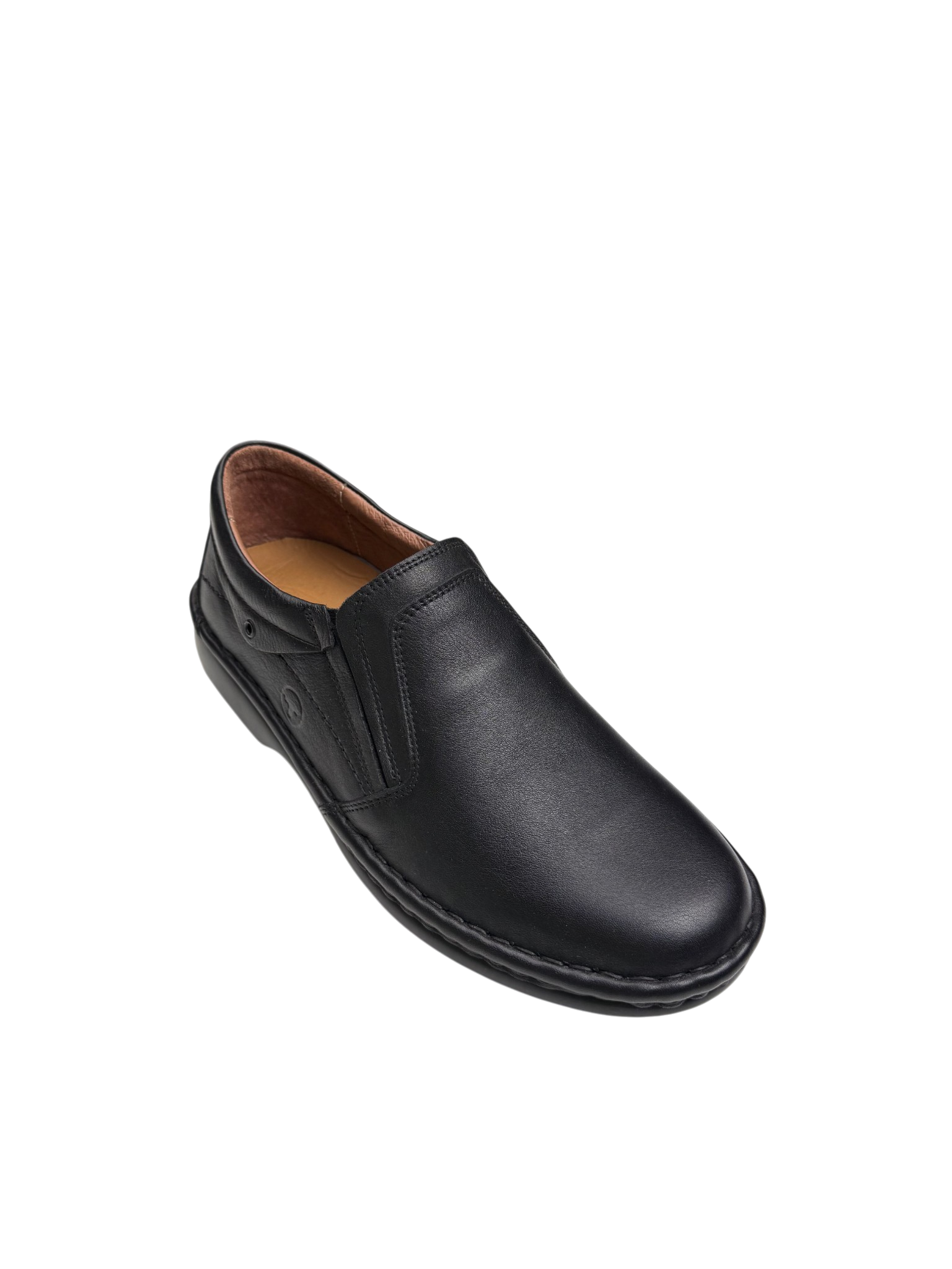 Pantofi casual bărbați negri din piele naturală cu elastic lateral