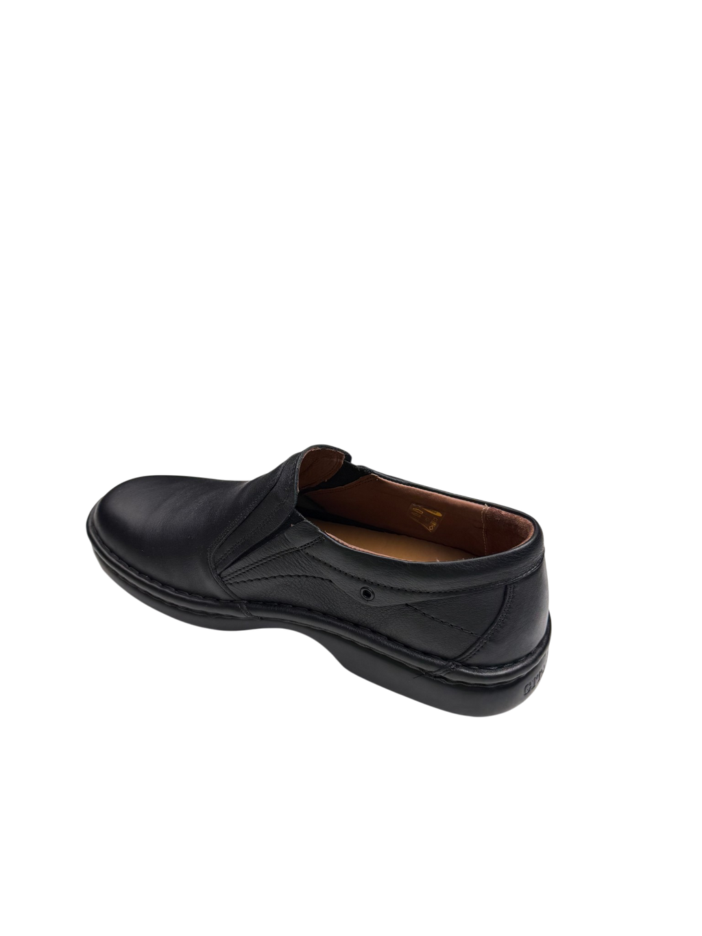 Pantofi casual bărbați negri din piele naturală cu elastic lateral