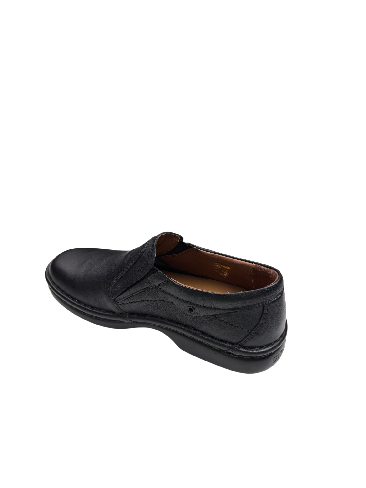 Pantofi casual bărbați negri din piele naturală cu elastic lateral