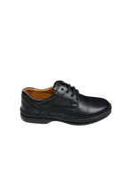 Pantofi casual bărbați negri din piele naturală cu șireturi