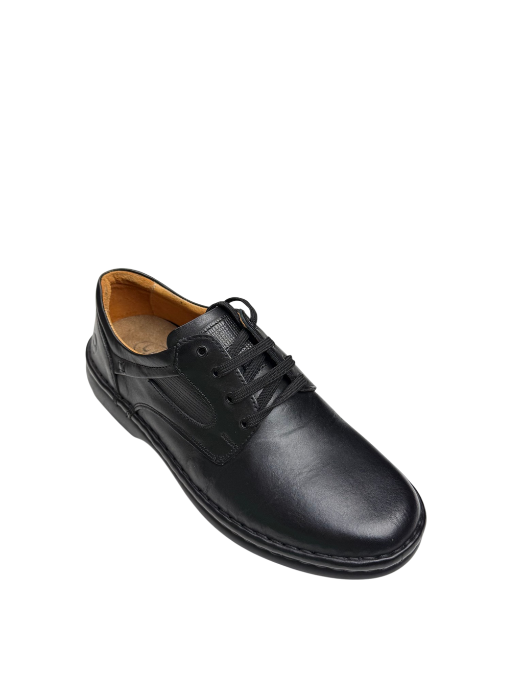 Pantofi casual bărbați negri din piele naturală cu șireturi