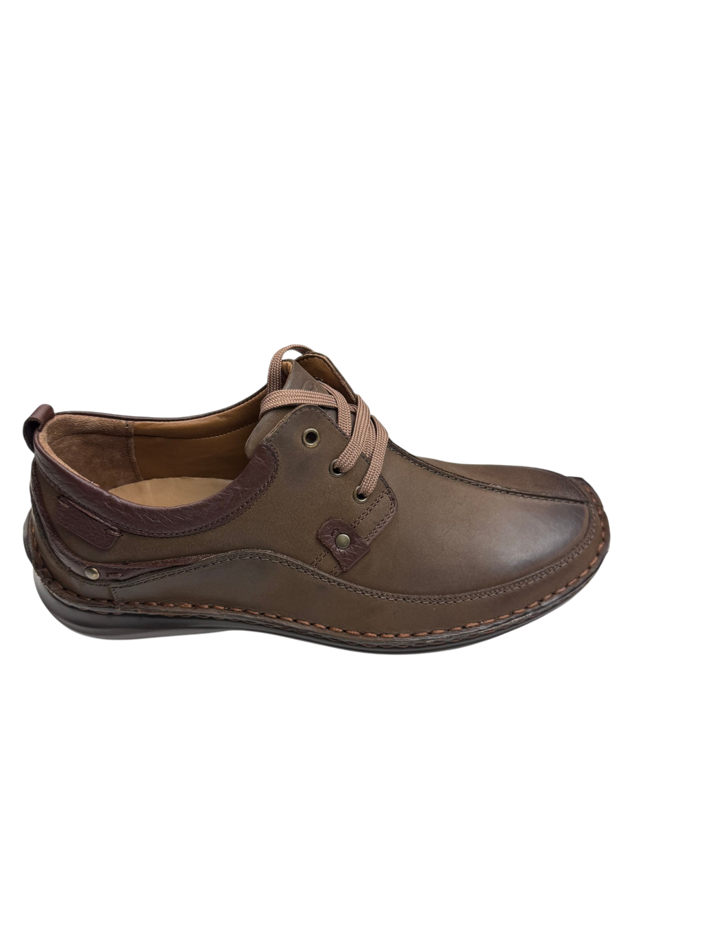 Pantofi casual bărbați maro din piele naturală cu cusătură pe mijloc