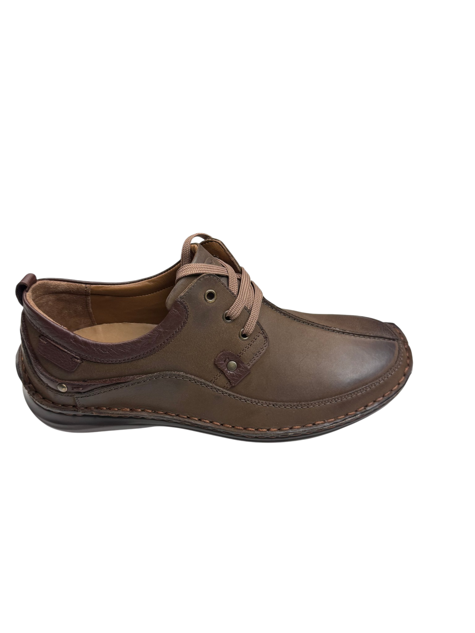 Pantofi casual bărbați maro din piele naturală cu cusătură pe mijloc