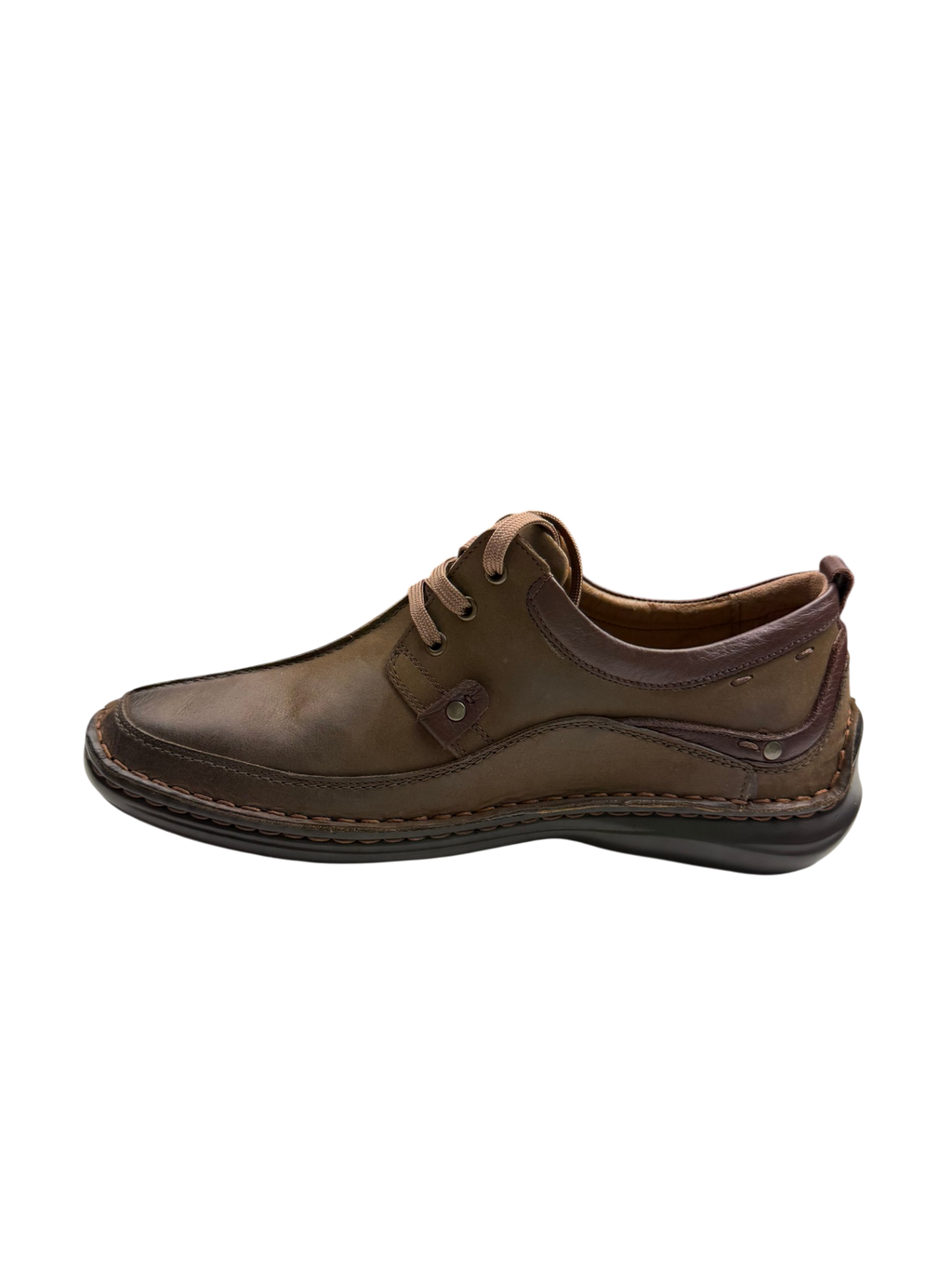 Pantofi casual bărbați maro din piele naturală cu cusătură pe mijloc