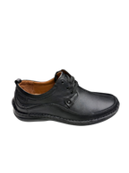 Pantofi casual bărbați negri din piele naturală cu cusătură pe mijloc