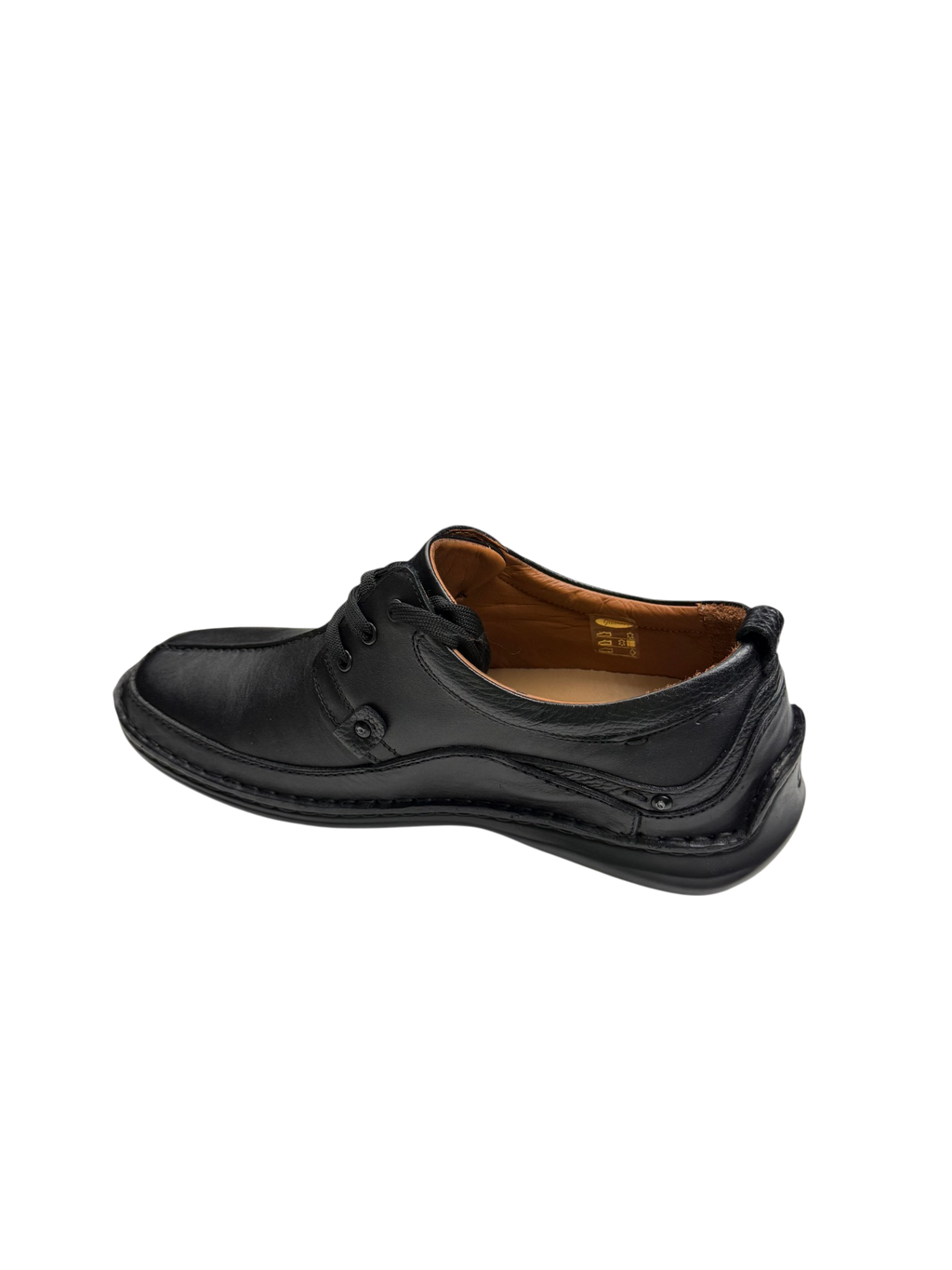 Pantofi casual bărbați negri din piele naturală cu cusătură pe mijloc