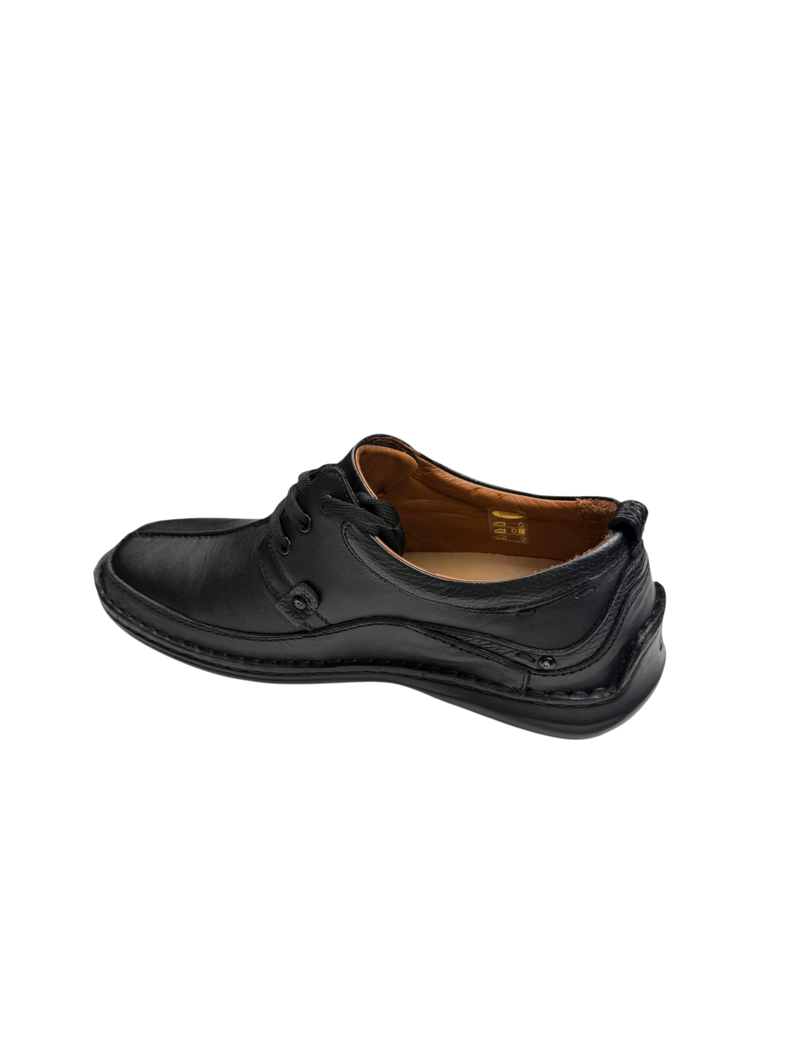 Pantofi casual bărbați negri din piele naturală cu cusătură pe mijloc