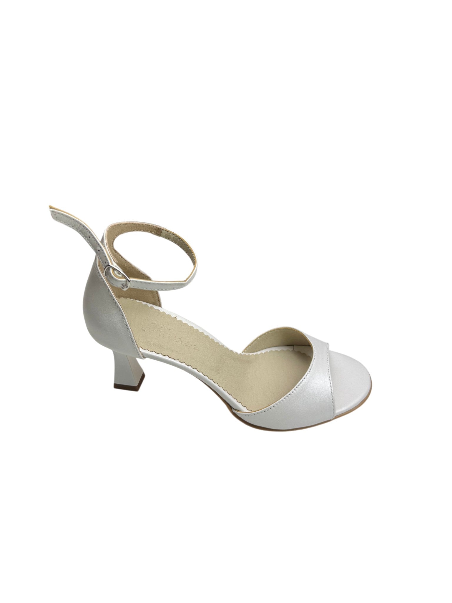Sandale elegante de damă albe din piele naturală