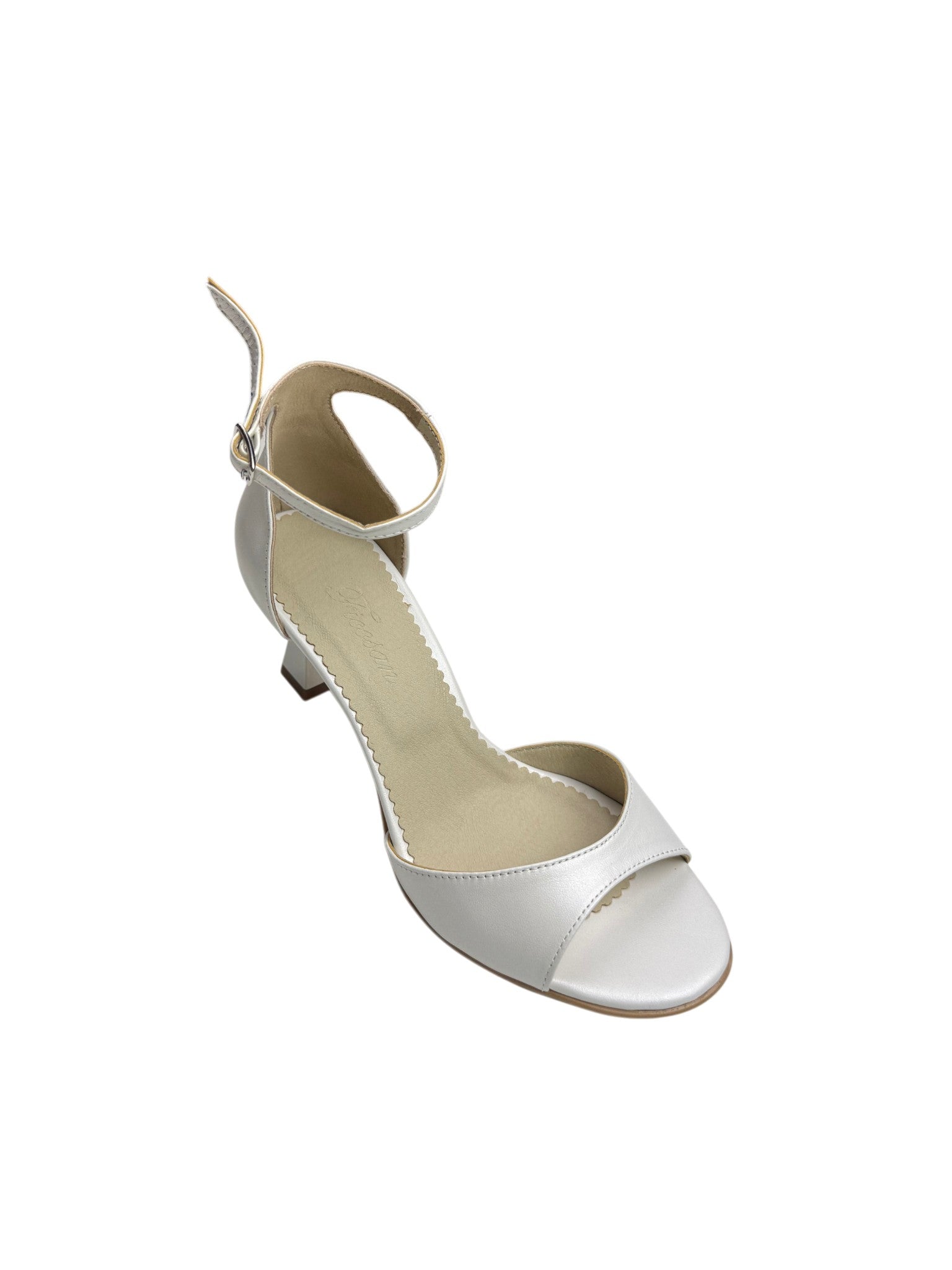 Sandale elegante de damă albe din piele naturală