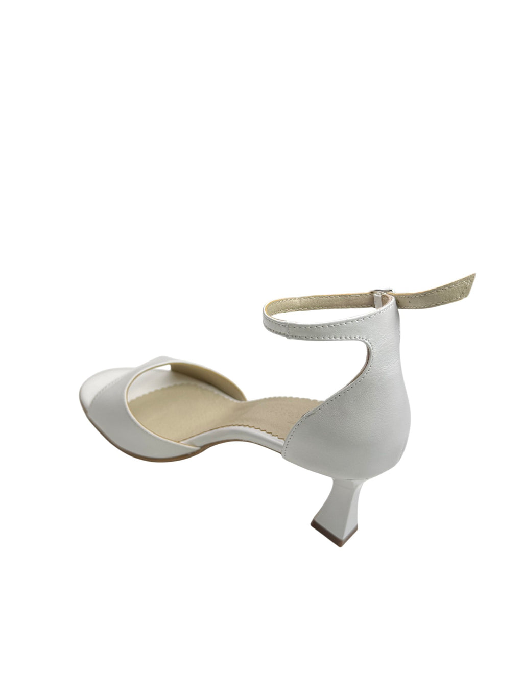 Sandale elegante de damă albe din piele naturală