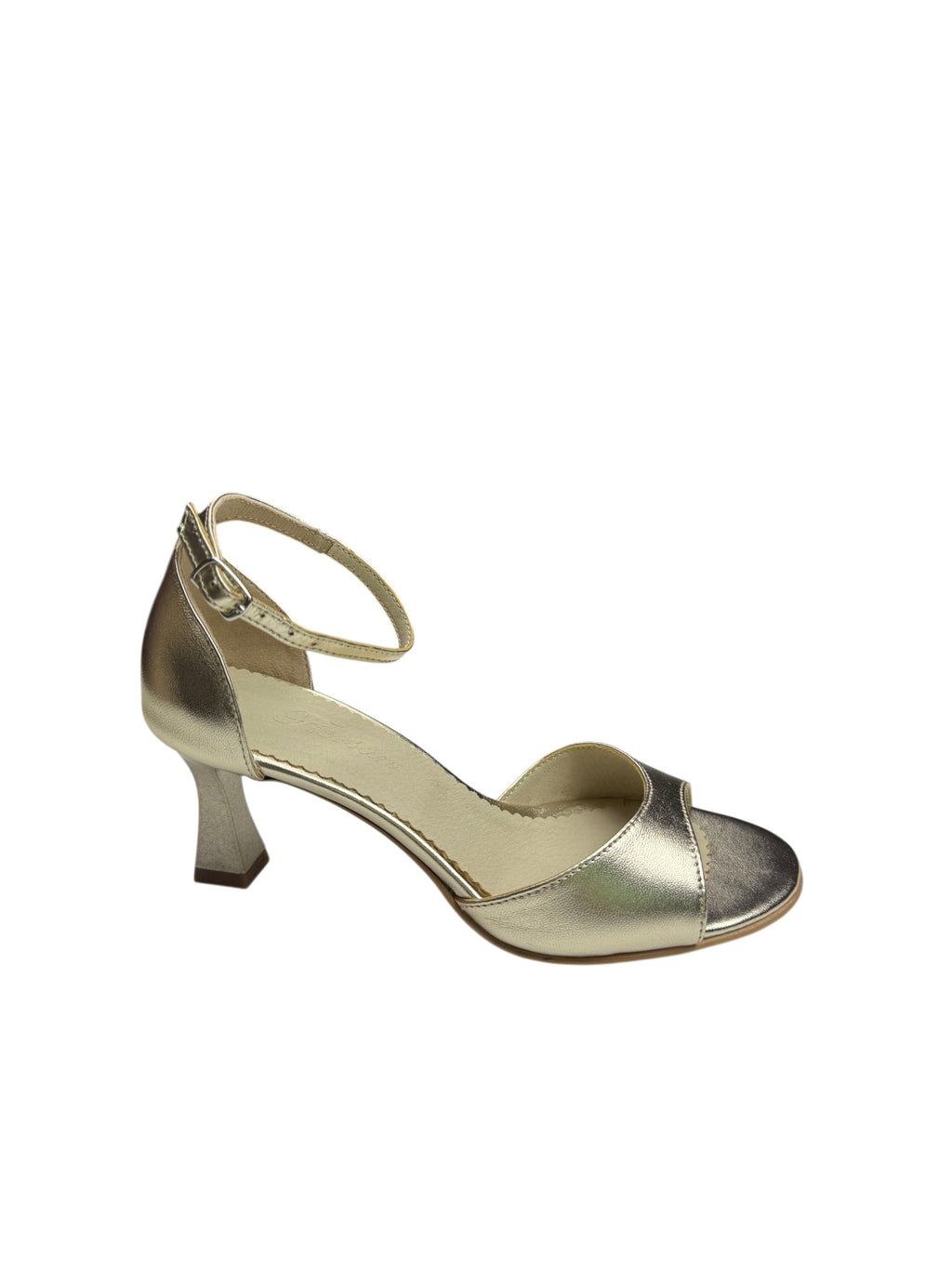 Sandale elegante de damă aurii din piele naturală