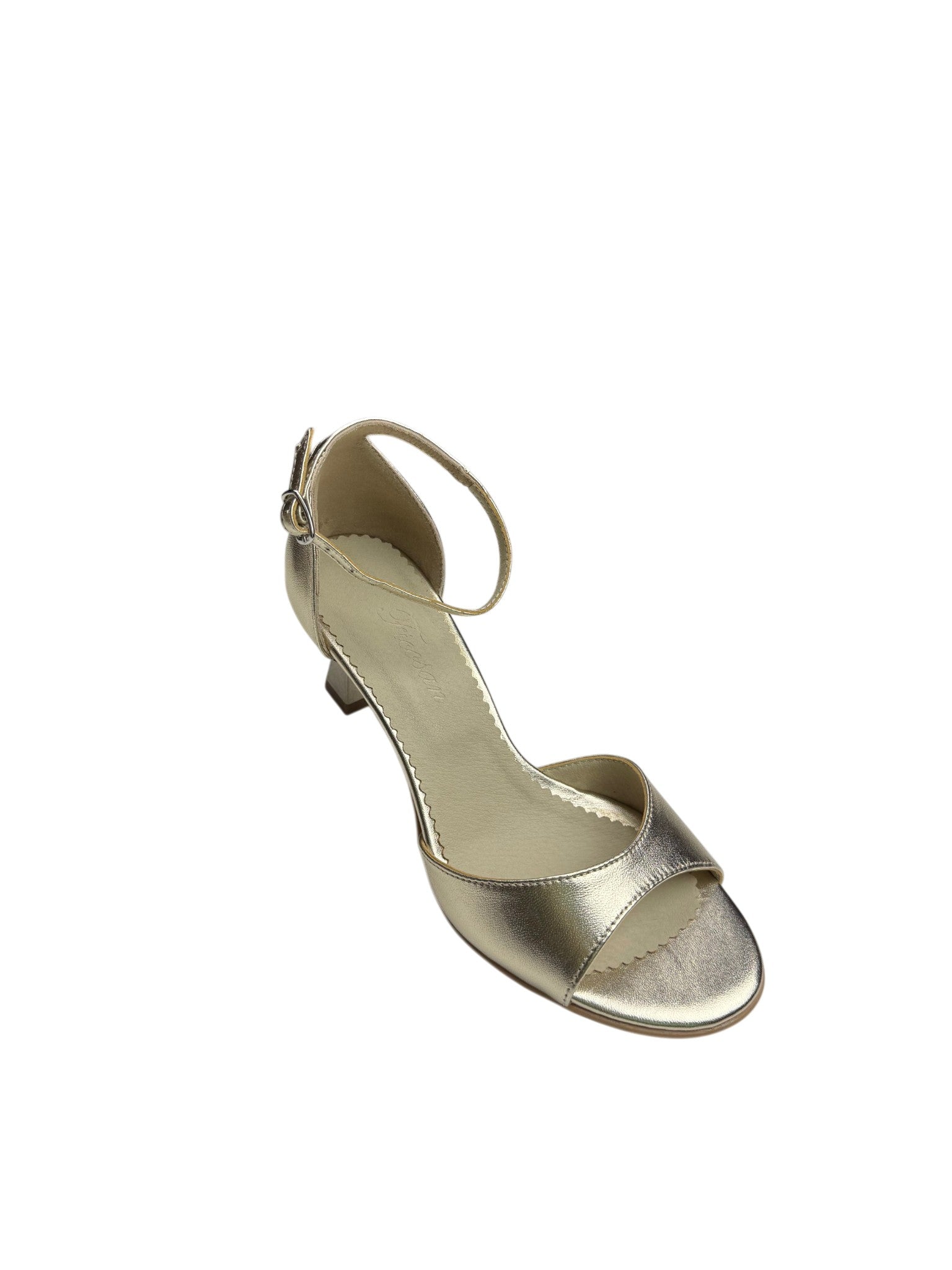 Sandale elegante de damă aurii din piele naturală