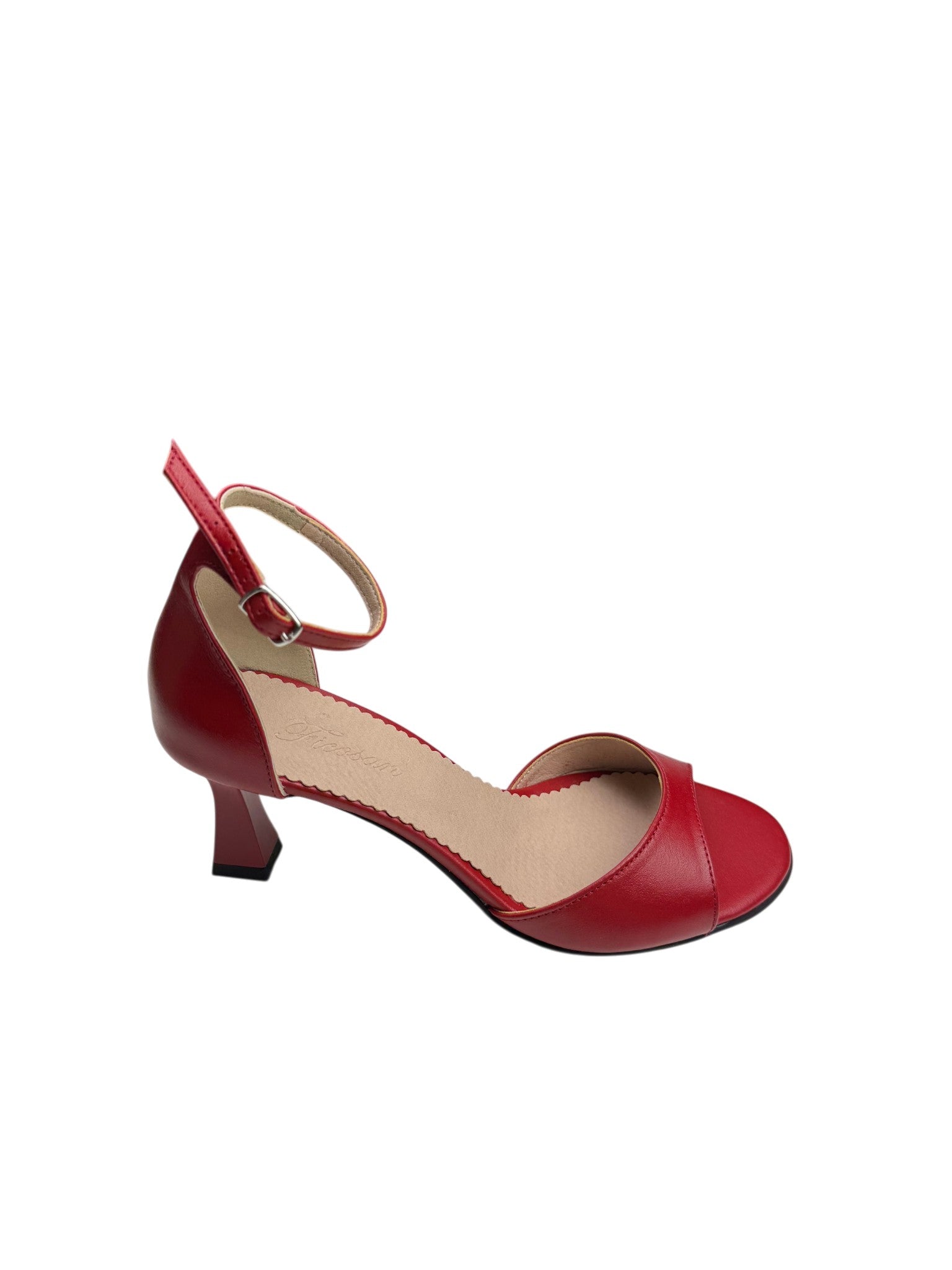 Sandale elegante de damă roșii din piele naturală