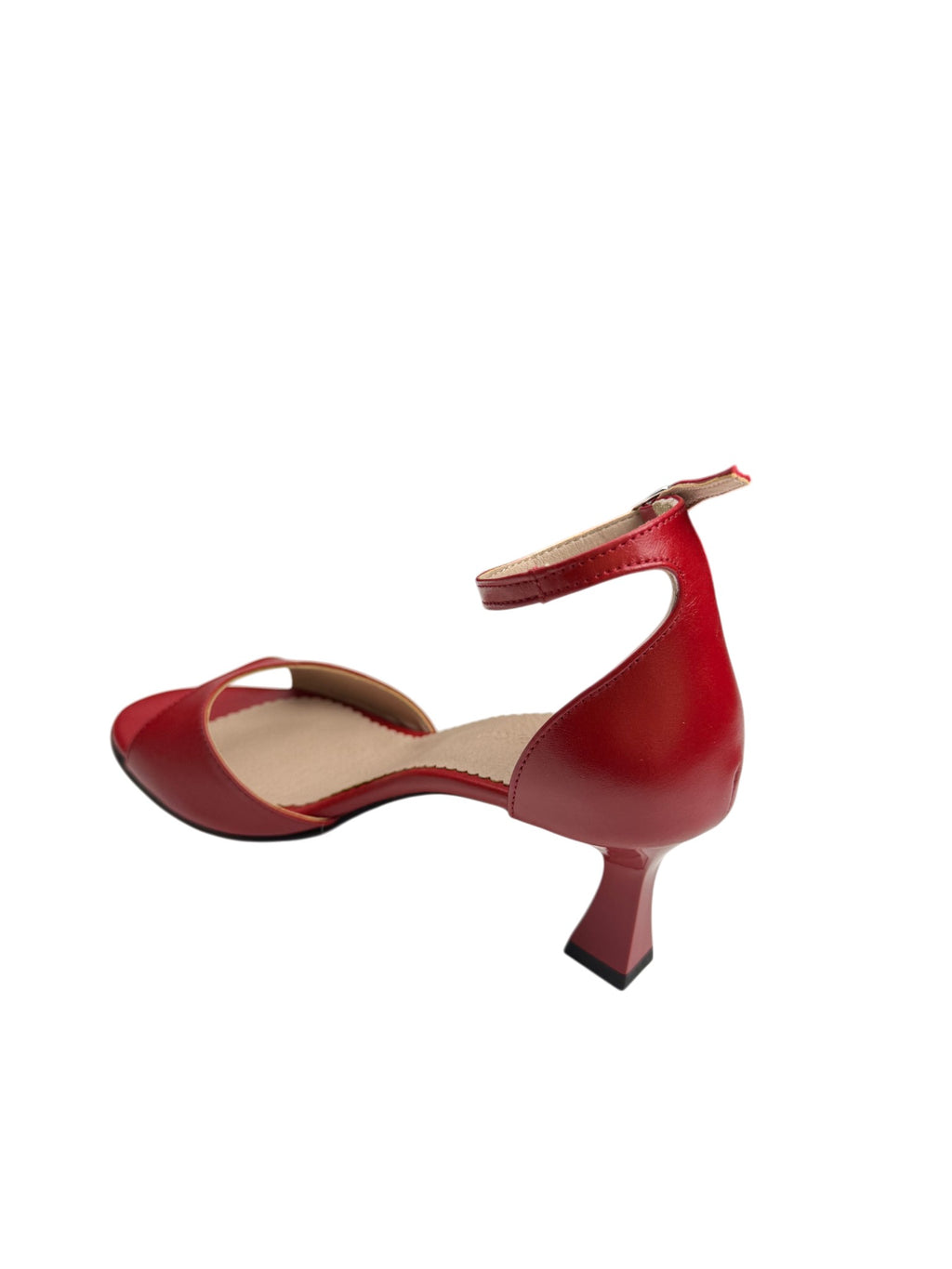 Sandale elegante de damă roșii din piele naturală