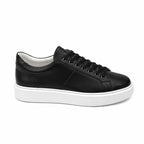 Pantofi sport bărbați negri din piele naturală cu talpă albă